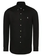 Koszule męskie - Polo Ralph Lauren Męska koszula lniana Mężczyźni Regular Fit len czarny jednolity button down, XL - miniaturka - grafika 1