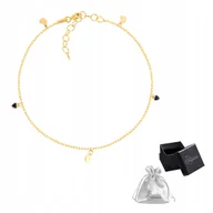 Bransoletki - Bransoletka na Nogę srebro pr. 925 Złota Elegancka SERDUSZKA dla Niej - miniaturka - grafika 1