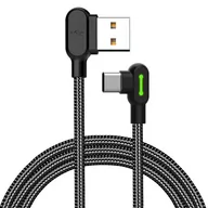 Kable komputerowe i do monitorów - Kabel USB do USB-C kątowy Mcdodo CA-5280 LED, 3m (czarny) - miniaturka - grafika 1