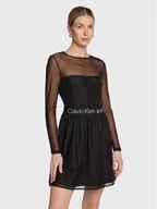 Sukienki - Calvin Klein Jeans Sukienka codzienna J20J220350 Czarny Slim Fit - miniaturka - grafika 1