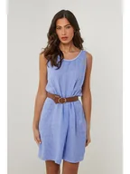 Sukienki - Le Monde du Lin Lniana sukienka w kolorze niebieskim - miniaturka - grafika 1