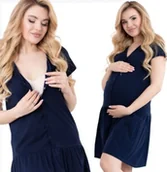 Piżamy ciążowe - Formommy Koszula Ciążowa Karmienia Falbanka Granatowa 4XL - miniaturka - grafika 1