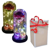 Dekoracje domu - WIECZNA ŚWIECĄCA RÓŻA W SZKLE + LED SUPER PREZENT - miniaturka - grafika 1