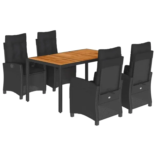Zestaw mebli ogrodowych czarny, stół 150x90x75 cm, krzesła 57x66x93 cm