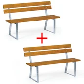 Ławki ogrodowe - Ławka parkowa STANDARD z oparciem 1+1 GRATIS, ocynkowana, 1500 mm, limba - miniaturka - grafika 1