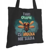 Torby i wózki na zakupy - Torba Bawełniana dla Grafika Czarna Na Prezent Ekologiczna Trwały Nadruk - miniaturka - grafika 1