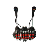 Akcesoria do hydrauliki siłowej - Rozdzielacz hydrauliczny 8-sekcyjny, 2 sekcje elektryczne 12V, 90l, 2 joysticki 4-pozycyjne - miniaturka - grafika 1