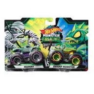 Samochody i pojazdy dla dzieci - Hot Wheels Zestaw pojazdów Monster Trucks 2-pak Podium Crasher Mummy vs Piran Ahhh Swamp Monster Mattel - miniaturka - grafika 1