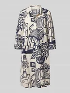 Sukienki - Sukienka lniana o długości do kolan z rękawem o dł. 3/4 - miniaturka - grafika 1