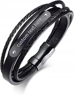 Bransolety męskie - Bransoletka skórzana męska pleciona z rzemieni elegancka - miniaturka - grafika 1