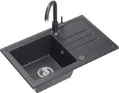 Zlewozmywaki - Zestaw QUADRON BEN 111 + KATE czarny nakrapiany (BLACK DOTTED) + SYFON z ZAŚLEPKĄ - miniaturka - grafika 1