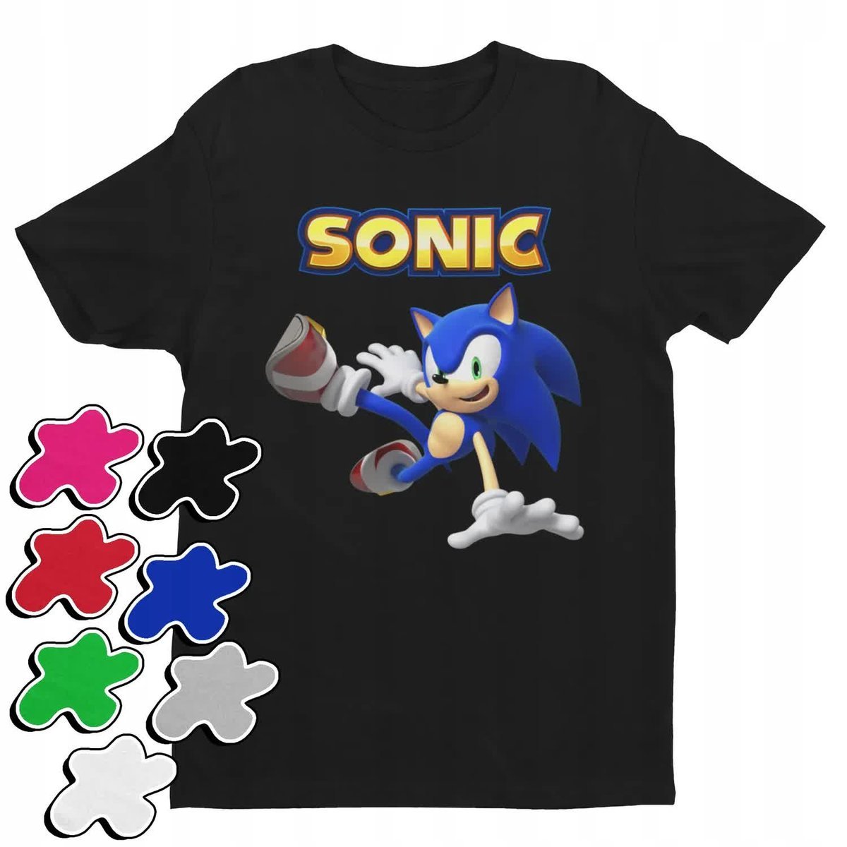 Koszulka T-Shirt Dziecięca Z Nadrukiem Sonic Różne Wzory Kolory -M 134-140