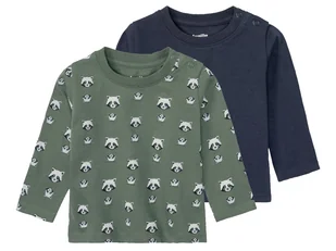 lupilu® Koszulki niemowlęce z długim rękawem, z bawełny organicznej, 2 sztuki (62-68, Zwierzątko/zielony/niebieski) - Bluzki dla niemowląt - miniaturka - grafika 1