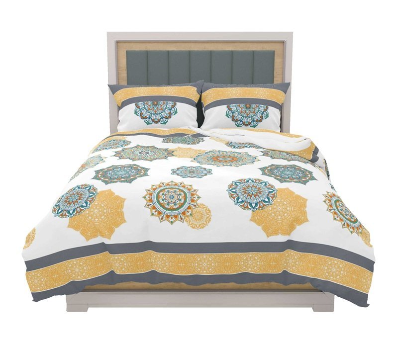 Pościel satynowa 160x200 Diya żółte rozety