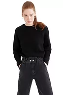 Swetry damskie - DeFacto Sweter normalny krój dla kobiet – sweter z golfem na topy damski (czarny, M), czarny, M - miniaturka - grafika 1