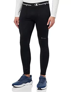 Legginsy - Champion Męskie sportowe C-Sport szybkoschnące logo w talii 7/8 legginsy, czarne, L - grafika 1