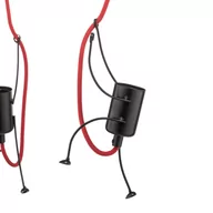 Lampy sufitowe - Lampa wisząca Bobi 3 czarna, kabel czerwony 3-pkt. - miniaturka - grafika 1