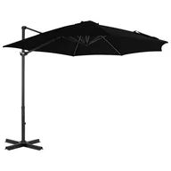 Parasole ogrodowe - vidaXL Parasol wiszący z aluminiowym słupkiem czarny 300 cm 46988 - miniaturka - grafika 1