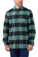 Odzież trekkingowa męska - Koszula flanelowa w kratę Carhartt Midweight L/S Plaid Shirt L04 Slate Green - miniaturka - grafika 1