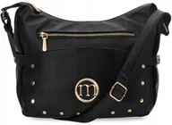 Torebki damskie - Torebka Duża Listonoszka Monnari Kieszonkami Torba Damska Z Ćwiekami Czarna - miniaturka - grafika 1