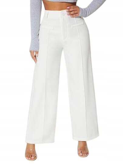 SHEIN PETITE DAMSKIE SPODNIE ELEGANCKIE BIAŁE M 1GC