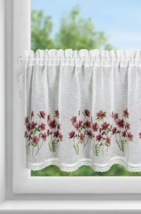 Firana 60 x 150 Dekoracyjna Gotowa Isa Biały+Bordo - Firany - miniaturka - grafika 2