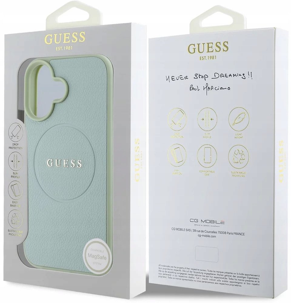 Guess Pu Grained Classic Logo Magsafe Etui Na Iphone 16 Zielony