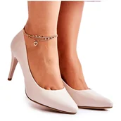 Czółenka - Sergio Leone Klasyczne Skórzane Szpilki Jasnoszare Magically - miniaturka - grafika 1