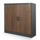 Szafy biurowe - JAN NOWAK Eco Design model BEATA 900x930x400 biurowa szafa metalowa: antracytowa/orzech - miniaturka - grafika 1