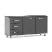 Szafki biurowe - Szafka dostawna do biurka PRIMO, lewa, szary / grafitowy - miniaturka - grafika 1