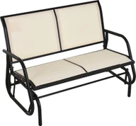 Fotele i krzesła ogrodowe - Outsunny Fotel bujany 2-osobowy Ławka ogrodowa Ławka ogrodowa Huśtawka Ławka parkowa Metalowe meble ogrodowe Czarny + beżowy 120 x 70 x 85 cm - miniaturka - grafika 1