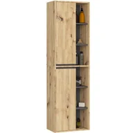 Szafki łazienkowe - Szafka łazienkowa wisząca AKORD VAMI Dąb Artisan, Grafit Szary 50 cm 2 drzwi 10 półek 50x170x30 cm - miniaturka - grafika 1