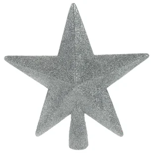 Home Styling Collection Czubek / Szpic Ozdobny Na Choinkę Gwiazda Srebrna Brokatowa 19 Cm - Ozdoby bożonarodzeniowe - miniaturka - grafika 1