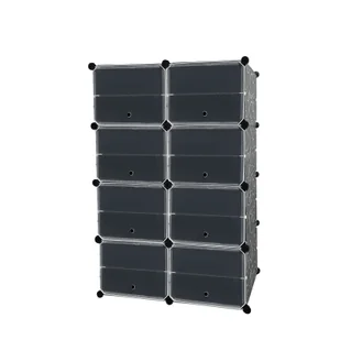 XMTECH szafka na buty modułowy system półek wtykowych DIY plastikowy stojak na buty z 8 przegrodami i 2 rzędami, wielofunkcyjny stojak na buty, 82 * 32 * 124 cm - Szafki na buty - miniaturka - grafika 1