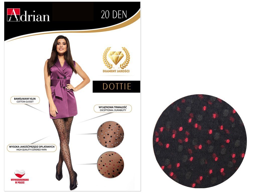 Rajstopy Damskie W Kropki Kropeczki 20 Den Nero Red 2