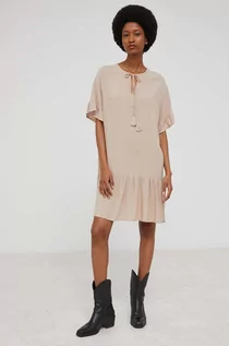 Sukienki - Answear Lab Lab sukienka kolor beżowy mini oversize - grafika 1