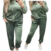 Dresy damskie - Rozpinany Dres Damski Welur 54 56 7xl 8xl KHAKI wygodny otulający SUPERBIG - miniaturka - grafika 1