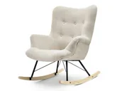 Fotele - Skandynawski Fotel Bujany Lauren Jasny Piaskowy Na Płozach Buk - miniaturka - grafika 1