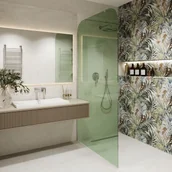 Ścianki i drzwi prysznicowe - Massi Ścianka prysznicowa WALK IN zielona 8mm MOLIS green square - miniaturka - grafika 1