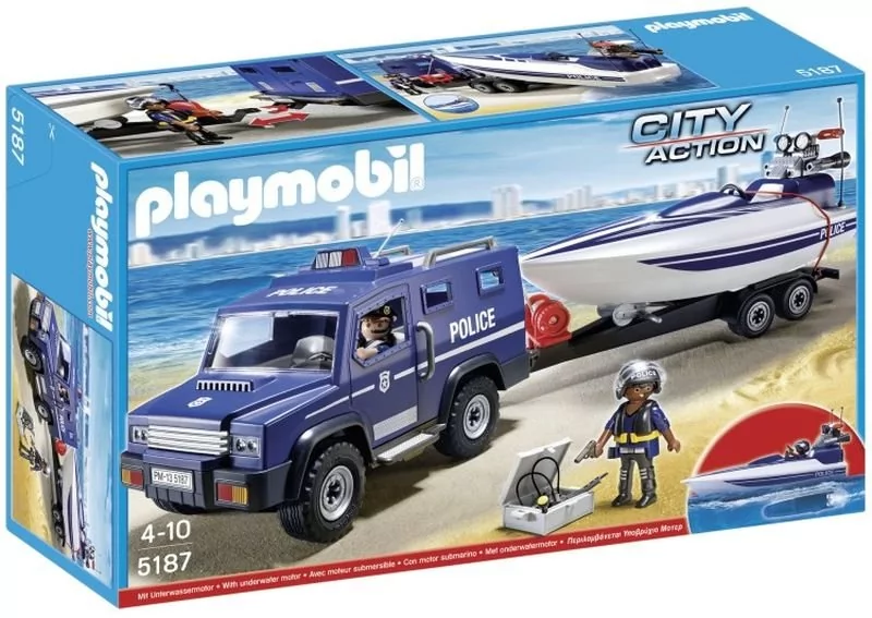 Playmobil City Action - Policyjny Jeep z motorówką 5187