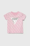 Koszulki dla dziewczynek - Guess t-shirt dziecięcy kolor różowy - miniaturka - grafika 1