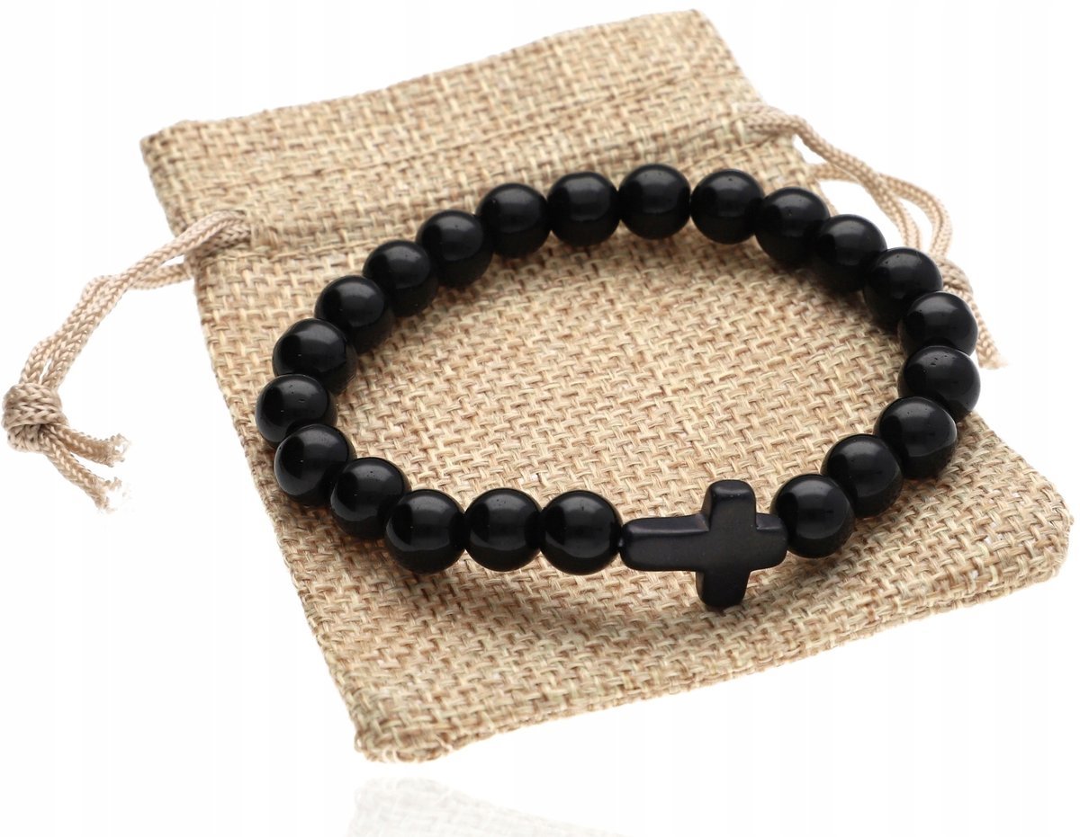 Bransoletka różaniec czarny różaniec ONYKS z onyksem kamień naturalny