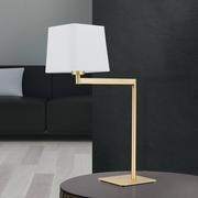 Lampy stojące - Lampa stołowa z tkaniny Carlton, mosiądz matowy - miniaturka - grafika 1