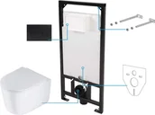 Stelaże i zestawy podtynkowe do WC - Deante Jasmin Zestaw WC podtynkowy 6 w 1 stelaż + miska + deska + wsporniki + przycisk + mata wygłuszająca - miniaturka - grafika 1