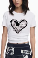 Koszulki i topy damskie - T-SHIRT DAMSKI Z KRÓTKIM RĘKAWEM DESIGUAL BIAŁY - miniaturka - grafika 1
