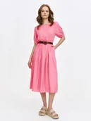 Sukienki - Różowa sukienka z falbaniastym dołem - miniaturka - grafika 1