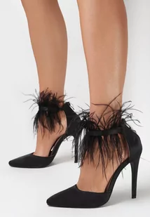 Czarne Sandały z Piórami Phoceous - Sandały damskie - miniaturka - grafika 1