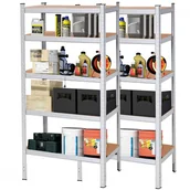 Regały - Regały metalowe magazynowe 2 szt. 150x75x35 cm 625 kg 5 półek do garażu, piwnicy - miniaturka - grafika 1