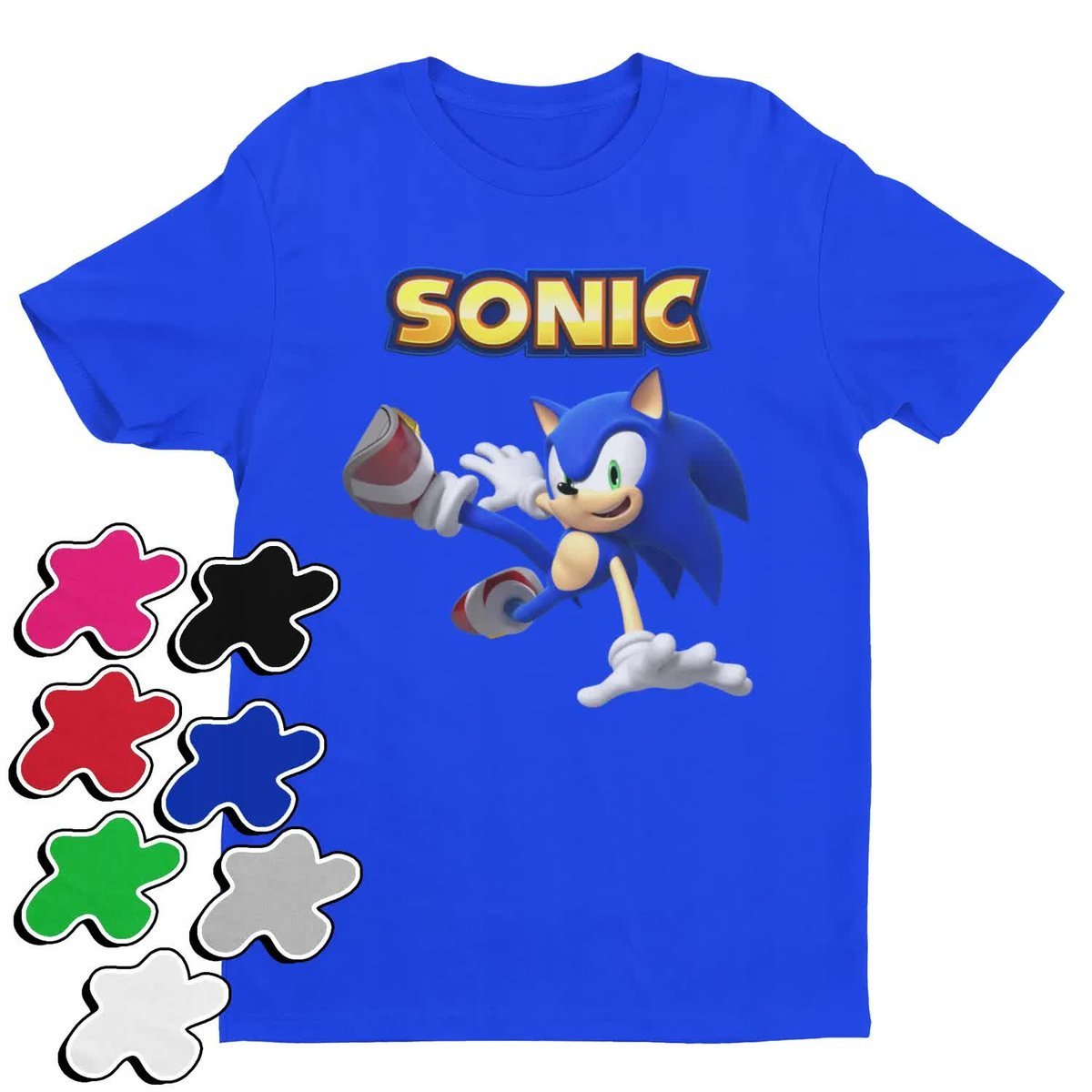 Koszulka T-Shirt Dziecięca Z Nadrukiem Sonic Różne Wzory Kolory -L 146-152