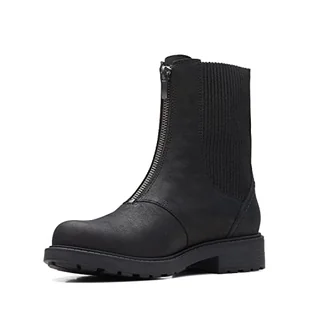 Clarks Botki Orinoco2 Up, gładka skóra, czarne, damskie, czarna skóra, 41 EU - Botki damskie - miniaturka - grafika 1